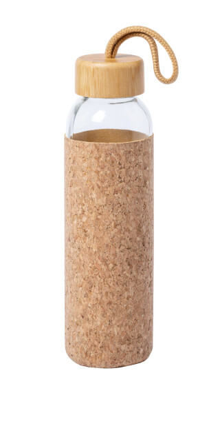 Skleněná láhev na pití, 500ml, s korkovým rukávem