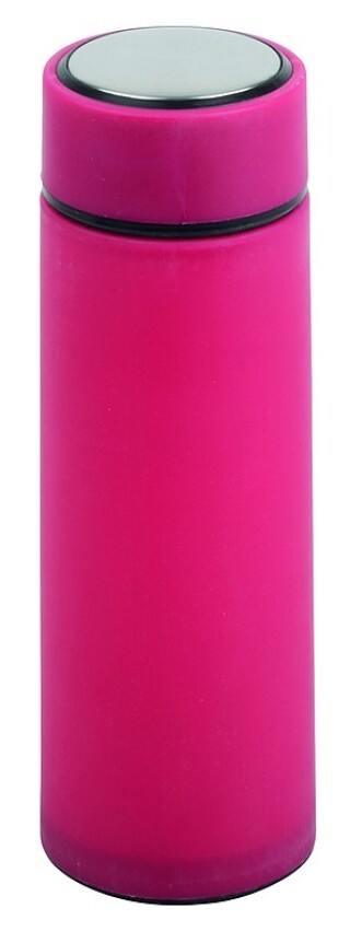 Skleněná láhev na pití s plastovým povrchem, 450ml, růžová
