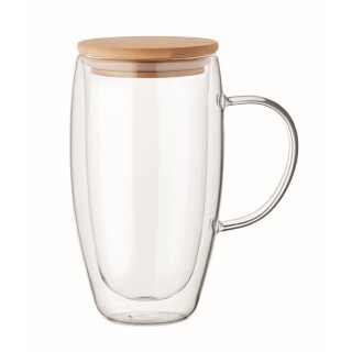 Skleněný hrnek s dvojitou 450ml, transparentní