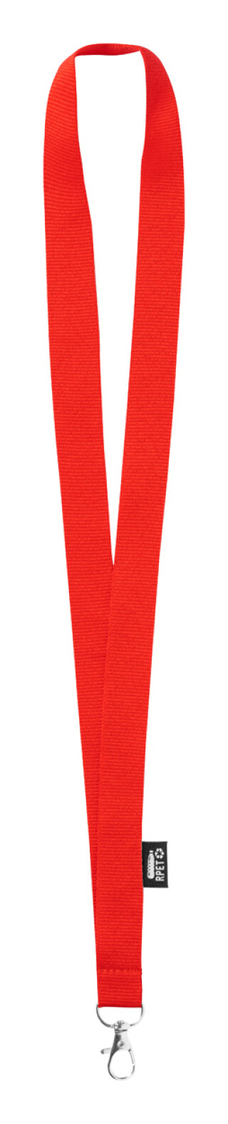 Šňůrka na krk z RPET, šíře 2cm, s karabinou, červená