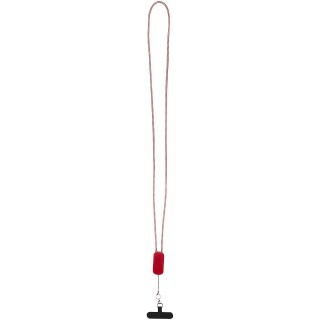 Šňůrka na smartphone z recyklovaného plastu s integrovaným 27 W 5v1 kabelem, červená