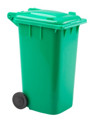 Stojánek na psací potřeby, ve tvaru popelnice, zelená