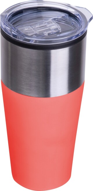 Termohrnek s plastovým vnitřkem 600 ml, červená