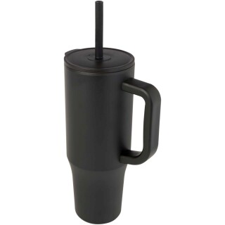 Termohrnek se silikonovým brčkem 900ml, černá