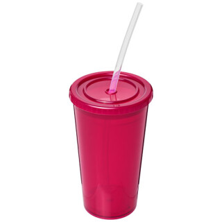 Transparentní dvouvrstvý kelímek, 350ml, růžový