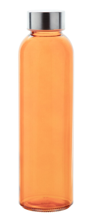 Transparentní láhev na pití, 500ml, s kovovým víčkem, oranžová