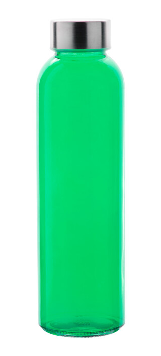 Transparentní láhev na pití, 500ml, s kovovým víčkem, zelená