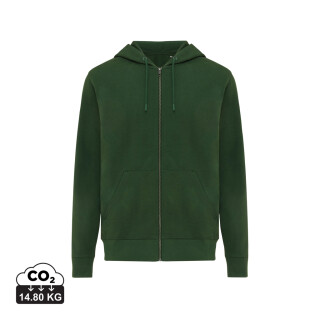 Unisex mikina na zip s kapucí Iqoniq Abisko, tmavě zelená, velikost XL