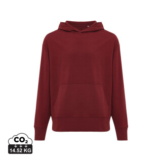 Unisex mikina s kapucí Iqoniq Yoho relaxed fit, vínově červená, velikost L