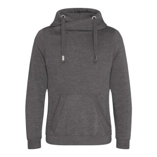 Unisex mikina s kapucí CROSS NECK HOODIE, tmavě šedý melír, velikost XXL
