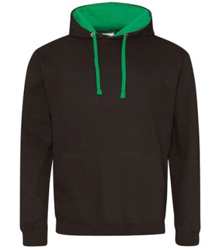 Unisex mikina s kapucí AWDIS VARSITY HOODIE, černá/bílá, velikost XXL
