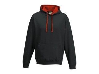 Unisex mikina s kapucí AWDIS VARSITY HOODIE, černá/červená, velikost 3XL