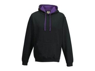 Unisex mikina s kapucí AWDIS VARSITY HOODIE, černá/fialová, velikost XXL