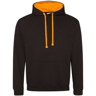 Unisex mikina s kapucí AWDIS VARSITY HOODIE, černá/oranžová, velikost M