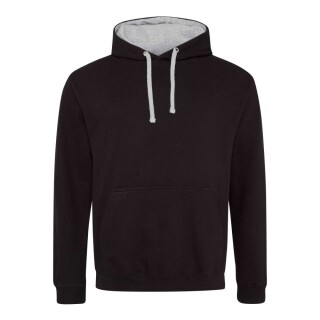 Unisex mikina s kapucí AWDIS VARSITY HOODIE, černá/světle šedý melír, velikost S