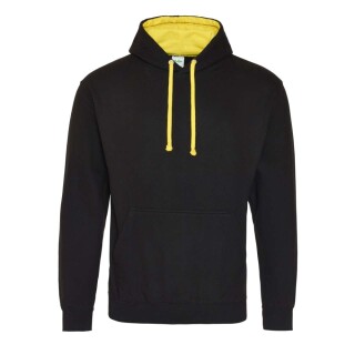 Unisex mikina s kapucí AWDIS VARSITY HOODIE, černá/žlutá, velikost XL