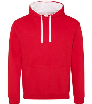 Unisex mikina s kapucí AWDIS VARSITY HOODIE, červená/bílá, velikost XL