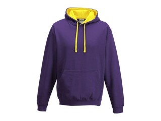 Unisex mikina s kapucí AWDIS VARSITY HOODIE, fialová/žlutá, velikost S