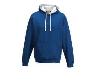 Unisex mikina s kapucí AWDIS VARSITY HOODIE, královská modrá/bílá, velikost XS