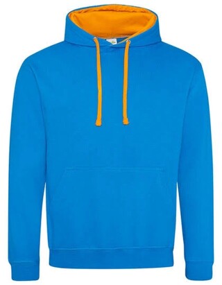 Unisex mikina s kapucí AWDIS VARSITY HOODIE, modrá/oranžová, velikost M