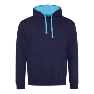 Unisex mikina s kapucí AWDIS VARSITY HOODIE, námořní modrá/světle modrá, velikost L