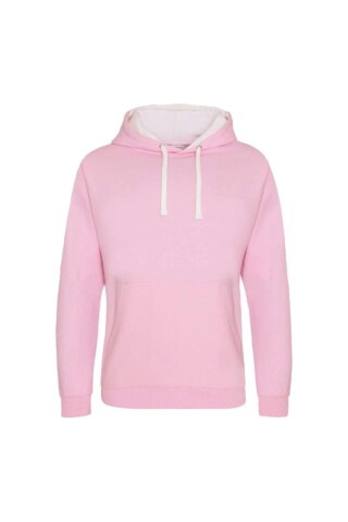 Unisex mikina s kapucí AWDIS VARSITY HOODIE, světle růžová/bílá, velikost S