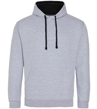 Unisex mikina s kapucí AWDIS VARSITY HOODIE, světle šedý melír/černá, velikost M