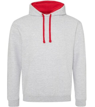 Unisex mikina s kapucí AWDIS VARSITY HOODIE, světle šedý melír/červená, velikost L