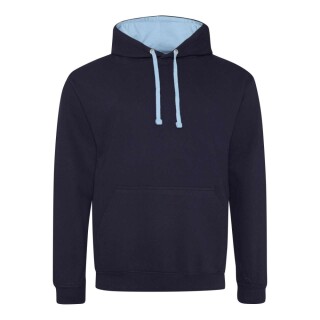 Unisex mikina s kapucí AWDIS VARSITY HOODIE, tmavě námořní modrá/jemně modrá, velikost L