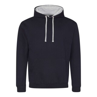 Unisex mikina s kapucí AWDIS VARSITY HOODIE, tmavě námořní modrá/světle šedý melír, velikost M