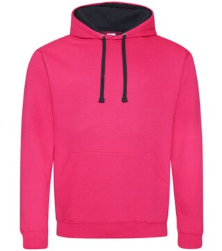 Unisex mikina s kapucí AWDIS VARSITY HOODIE, tmavě růžová/tmavě námořní modrá, velikost L