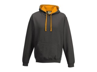 Unisex mikina s kapucí AWDIS VARSITY HOODIE, tmavě šedý melír/oranžová, velikost XXL