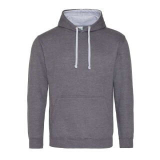 Unisex mikina s kapucí AWDIS VARSITY HOODIE, tmavě šedý melír/světle šedý melír, velikost S