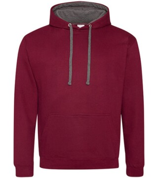 Unisex mikina s kapucí AWDIS VARSITY HOODIE, vínová/tmavě šedý melír, velikost S