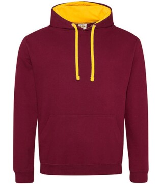 Unisex mikina s kapucí AWDIS VARSITY HOODIE, vínová/tmavě žlutá, velikost XL