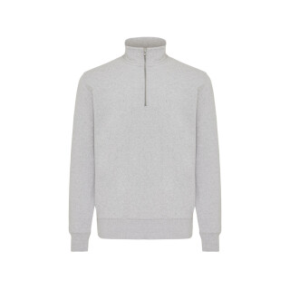 Unisex mikina se čtvrtečním zipem IQONIQ Elgon, velikost 3XL, světle šedý melír