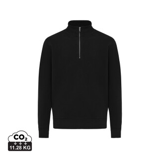Unisex mikina se čtvrtečním zipem IQONIQ Elgon, velikost 5XL, černá