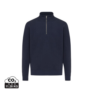 Unisex mikina se čtvrtečním zipem IQONIQ Elgon, velikost XL, námořní modrá