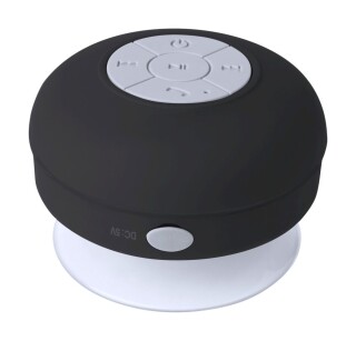 Voděodolný Bluetooth reproduktor s pogumovaným povrchem a velkou přísavkou, černá
